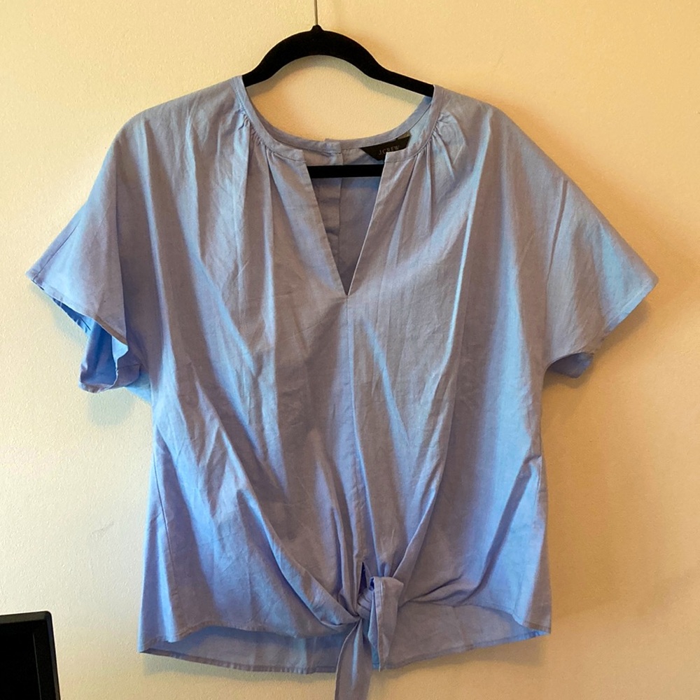 JCREW V-NECK TIE FRONT BLOUSE - MEDIUM